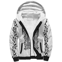 Philippines Polynesian Floral Pattern Sherpa Hoodie With Barong Tagalog White Style