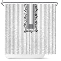 Philippines Polynesian Floral Pattern Shower Curtain With Barong Tagalog White Style