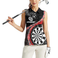Personalised New Zealand Darts Women Sleeveless Polo Shirt Koru Tribal Tattoo and Silver Fern Maori Pattern Red Color
