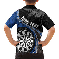 Personalised New Zealand Darts Family Matching Tank Maxi Dress and Hawaiian Shirt Koru Tribal Tattoo and Silver Fern Maori Pattern Blue Color LT03 - Polynesian Pride