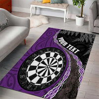 Personalised New Zealand Darts Area Rug Koru Tribal Tattoo and Silver Fern Maori Pattern Purple Color