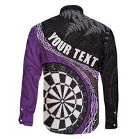 Personalised New Zealand Darts Family Matching Mermaid Dress and Hawaiian Shirt Koru Tribal Tattoo and Silver Fern Maori Pattern Purple Color LT03 - Polynesian Pride