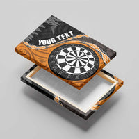 Personalised New Zealand Darts Canvas Wall Art Koru Tribal Tattoo and Silver Fern Maori Pattern Orange Color