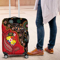Tonga Ngatu and Australia Together Luggage Cover Polynesian Humpback Whale and Aboriginal Kangaroo LT03 Red - Polynesian Pride