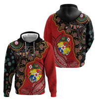 Tonga Ngatu and Australia Together Zip Hoodie Polynesian Humpback Whale and Aboriginal Kangaroo LT03 - Polynesian Pride