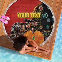Personalised Papua New Guinea and Australia Together Beach Blanket Bird-of-paradise and Kangaroo with Aboriginal Pattern