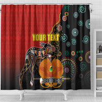 Personalised Papua New Guinea and Australia Together Shower Curtain Bird-of-paradise and Kangaroo with Aboriginal Pattern