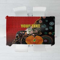 Personalised Papua New Guinea and Australia Together Tablecloth Bird-of-paradise and Kangaroo with Aboriginal Pattern