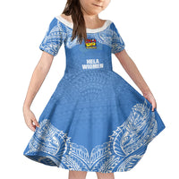Hela Wigmen Rugby Family Matching Tank Maxi Dress and Hawaiian Shirt Papua New Guinea Polynesian Tattoo LT03 Daughter's Dress Blue - Polynesian Pride