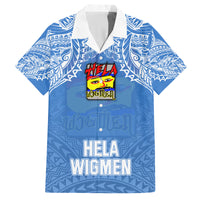 Hela Wigmen Rugby Family Matching Tank Maxi Dress and Hawaiian Shirt Papua New Guinea Polynesian Tattoo LT03 Dad's Shirt - Short Sleeve Blue - Polynesian Pride