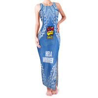 Hela Wigmen Rugby Family Matching Tank Maxi Dress and Hawaiian Shirt Papua New Guinea Polynesian Tattoo LT03 Mom's Dress Blue - Polynesian Pride