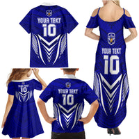 Custom Kimbe Cutters Rugby Family Matching Summer Maxi Dress and Hawaiian Shirt Papua New Guinea Polynesian Tattoo Blue Version LT03 - Polynesian Pride