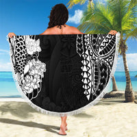 Japanese Irezumi and Hawaiian Polynesian Art Tattoo Beach Blanket Black Color - Polynesian Pride