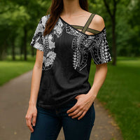 Japanese Irezumi and Hawaiian Polynesian Art Tattoo Cross Shoulder Shirt Black Color - Polynesian Pride