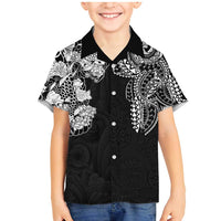 Japanese Irezumi and Hawaiian Polynesian Art Tattoo Family Matching Mermaid Dress and Hawaiian Shirt Black Color - Polynesian Pride