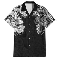 Japanese Irezumi and Hawaiian Polynesian Art Tattoo Family Matching Puletasi and Hawaiian Shirt Black Color - Polynesian Pride