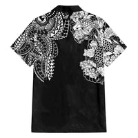 Japanese Irezumi and Hawaiian Polynesian Art Tattoo Family Matching Puletasi and Hawaiian Shirt Black Color - Polynesian Pride