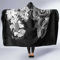 Japanese Irezumi and Hawaiian Polynesian Art Tattoo Hooded Blanket Black Color - Polynesian Pride