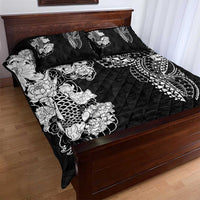 Japanese Irezumi and Hawaiian Polynesian Art Tattoo Quilt Bed Set Black Color - Polynesian Pride