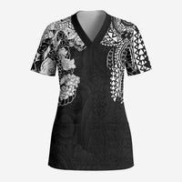 Japanese Irezumi and Hawaiian Polynesian Art Tattoo Scrub Top Black Color - Polynesian Pride