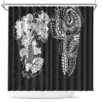Japanese Irezumi and Hawaiian Polynesian Art Tattoo Shower Curtain Black Color - Polynesian Pride