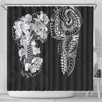 Japanese Irezumi and Hawaiian Polynesian Art Tattoo Shower Curtain Black Color - Polynesian Pride