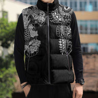 Japanese Irezumi and Hawaiian Polynesian Art Tattoo Sleeveless Puffer Jacket Black Color - Polynesian Pride