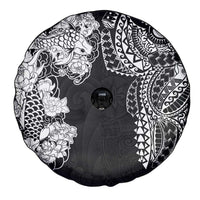 Japanese Irezumi and Hawaiian Polynesian Art Tattoo Spare Tire Cover Black Color - Polynesian Pride