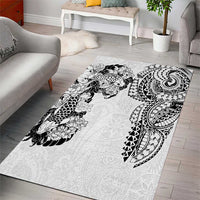 Japanese Irezumi and Hawaiian Polynesian Art Tattoo Area Rug White Color - Polynesian Pride