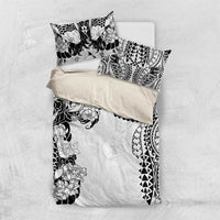 Japanese Irezumi and Hawaiian Polynesian Art Tattoo Bedding Set White Color - Polynesian Pride