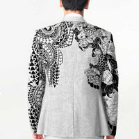Japanese Irezumi and Hawaiian Polynesian Art Tattoo Blazer White Color - Polynesian Pride