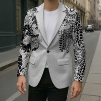 Japanese Irezumi and Hawaiian Polynesian Art Tattoo Blazer White Color - Polynesian Pride