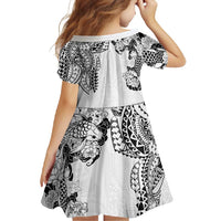 Japanese Irezumi and Hawaiian Polynesian Art Tattoo Family Matching Short Sleeve Bodycon Dress and Hawaiian Shirt White Color - Polynesian Pride