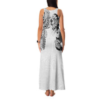 Japanese Irezumi and Hawaiian Polynesian Art Tattoo Family Matching Tank Maxi Dress and Hawaiian Shirt White Color - Polynesian Pride