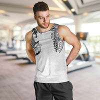 Japanese Irezumi and Hawaiian Polynesian Art Tattoo Men Tank Top White Color - Polynesian Pride