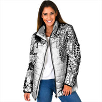 Japanese Irezumi and Hawaiian Polynesian Art Tattoo Padded Jacket White Color - Polynesian Pride