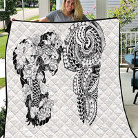 Japanese Irezumi and Hawaiian Polynesian Art Tattoo Quilt White Color - Polynesian Pride
