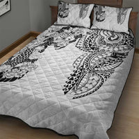 Japanese Irezumi and Hawaiian Polynesian Art Tattoo Quilt Bed Set White Color - Polynesian Pride