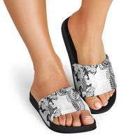 Japanese Irezumi and Hawaiian Polynesian Art Tattoo Slide Sandals White Color - Polynesian Pride
