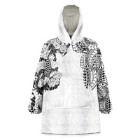 Japanese Irezumi and Hawaiian Polynesian Art Tattoo Wearable Blanket Hoodie White Color - Polynesian Pride