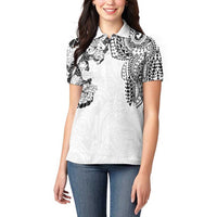 Japanese Irezumi and Hawaiian Polynesian Art Tattoo Women Polo Shirt White Color - Polynesian Pride