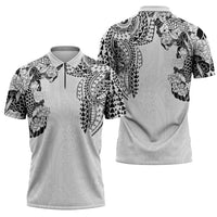 Japanese Irezumi and Hawaiian Polynesian Art Tattoo Zipper Polo Shirt White Color - Polynesian Pride