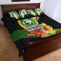 Hawaii Kaimuki High School Quilt Bed Set Tribal Kakau Pattern Mix Hibiscus Flower LT03 - Polynesian Pride