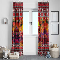 Hawaii KaʻUla Wena Octopus Window Curtain Oceanic Red with Corals and Tropical On Sunset Landscape