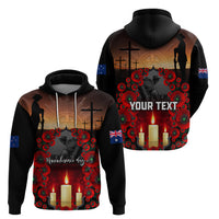 Custom New Zealand and Australia ANZAC Day Zip Hoodie Gallipoli and Canlelight Lest We Forget LT03 - Polynesian Pride
