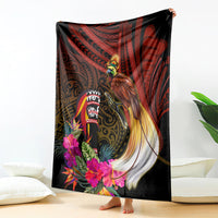 Papua New Guinea Bird-of-Paradise Blanket Hibiscus and Kundu Drum Tribal Pattern