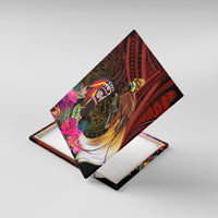 Papua New Guinea Bird-of-Paradise Canvas Wall Art Hibiscus and Kundu Drum Tribal Pattern