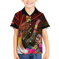 Papua New Guinea Bird-of-Paradise Family Matching Long Sleeve Bodycon Dress and Hawaiian Shirt Hibiscus and Kundu Drum Tribal Pattern LT03 Son's Shirt Yellow - Polynesian Pride