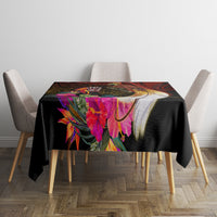 Papua New Guinea Bird-of-Paradise Tablecloth Hibiscus and Kundu Drum Tribal Pattern
