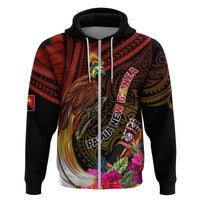 Papua New Guinea Bird-of-Paradise Zip Hoodie Hibiscus and Kundu Drum Tribal Pattern LT03 Zip Hoodie Yellow - Polynesian Pride